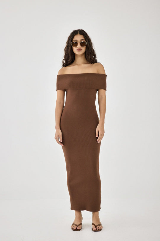 Off Shoulder Tight Ribbed Dress - Dé Rococo