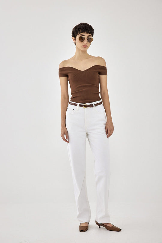 Tight Ribbed Off Shoulder Top - Dé Rococo