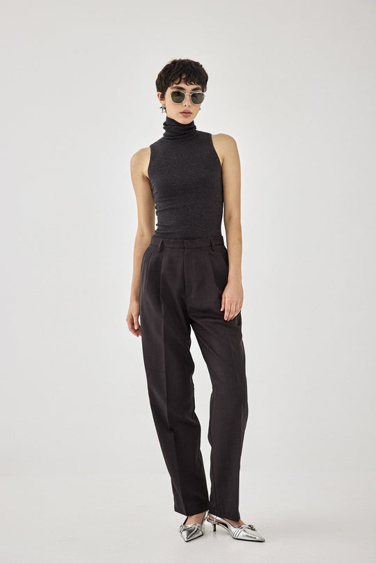 Glitter Ribbed Turtleneck Top - Dé Rococo