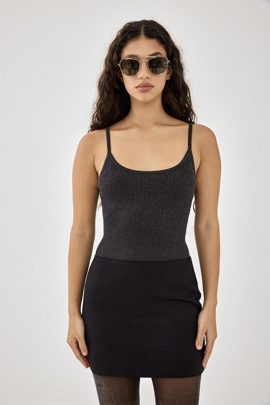 Glitter Ribbed Slip Tank Top - Dé Rococo