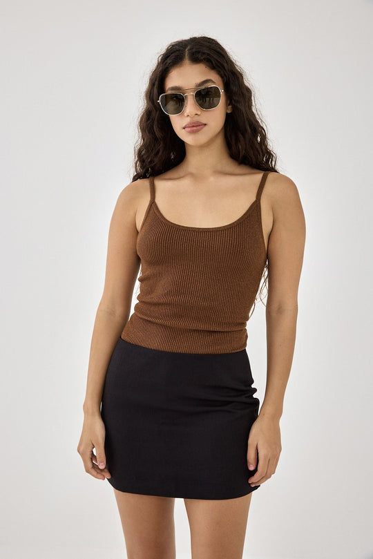 Glitter Ribbed Slip Tank Top - Dé Rococo