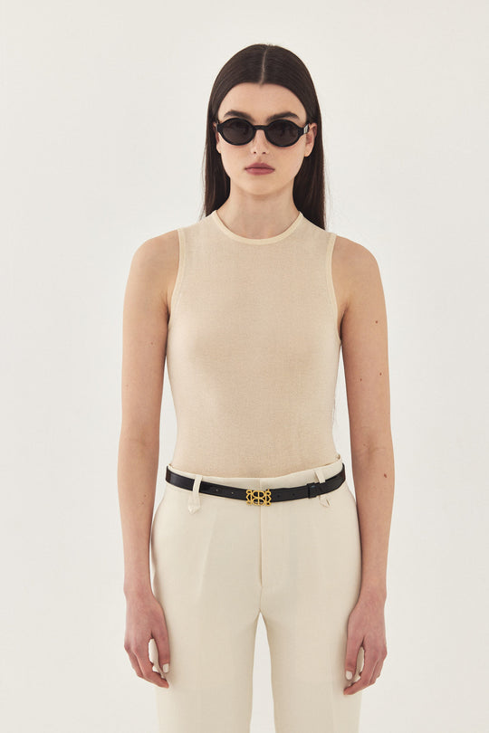 Sheer Knitted Muscle T - Dé Rococo