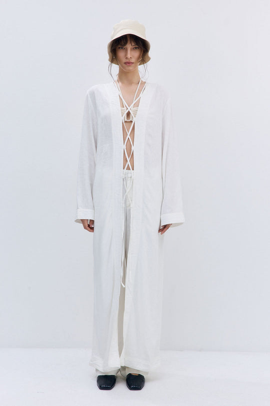 Linen String Tie Cover Up - Dé Rococo