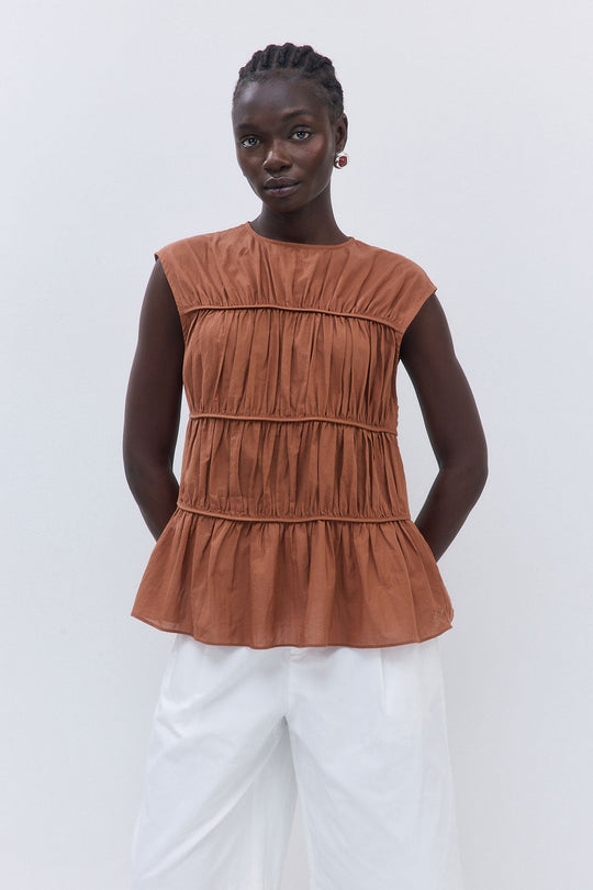 Semi Sheer Sleeveless Pleated Top - Dé Rococo