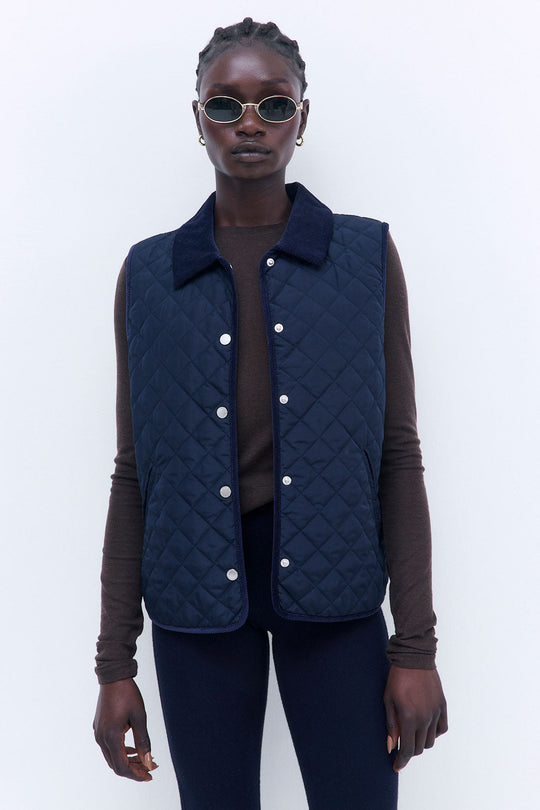 Straight Fit Quilted Vest - Dé Rococo