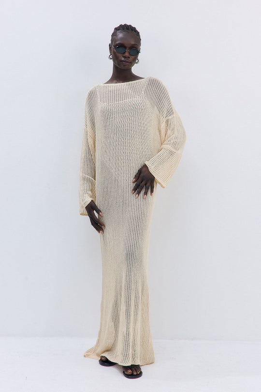 Long Sleeve Crochet Maxi Dress