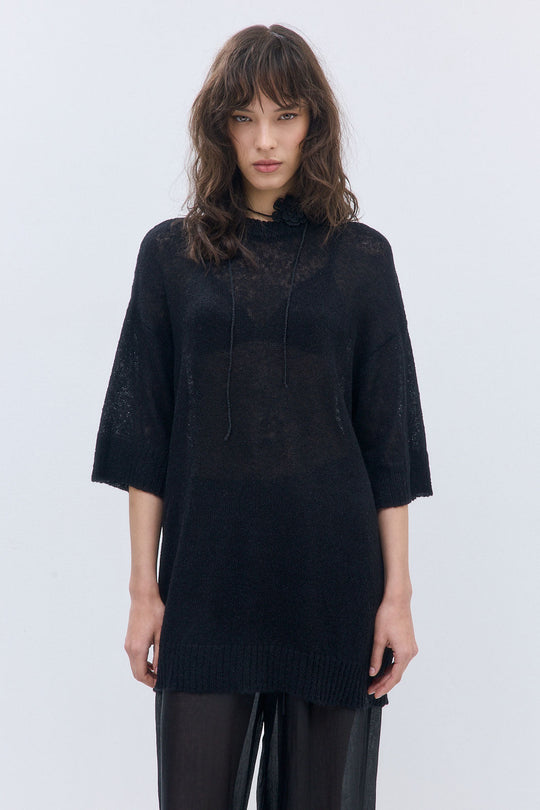 Fuzzy Sheer Oversized Long Top - Dé Rococo