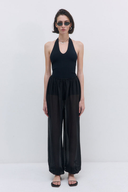 Tight Ribbed Halter Neck