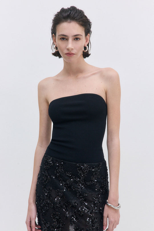 Tight Ribbed Strapless Top