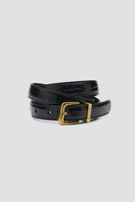 Slim Croco Buckle Belt - Dé Rococo