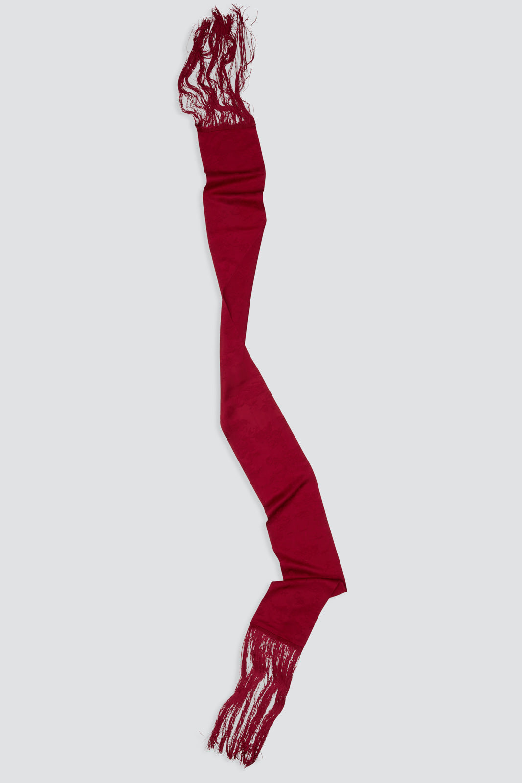 Skinny Satin Jacquard Fringe Scarf