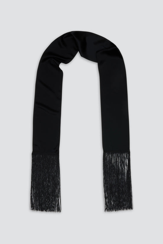 Skinny Satin Fringe Scarf