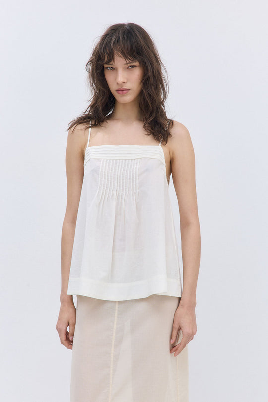 Semi Sheer Pleated Flowy Tank Top - Dé Rococo