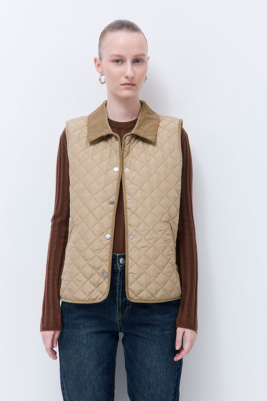 Straight Fit Quilted Vest - Dé Rococo