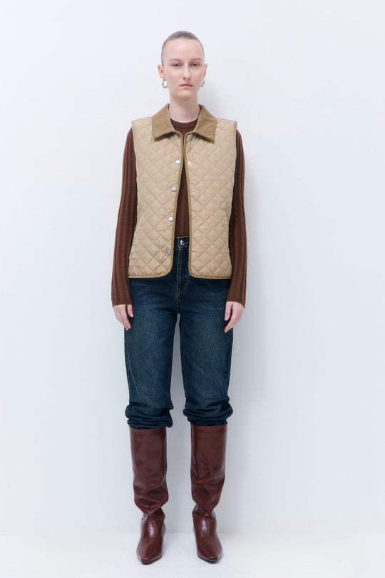 Straight Fit Quilted Vest - Dé Rococo