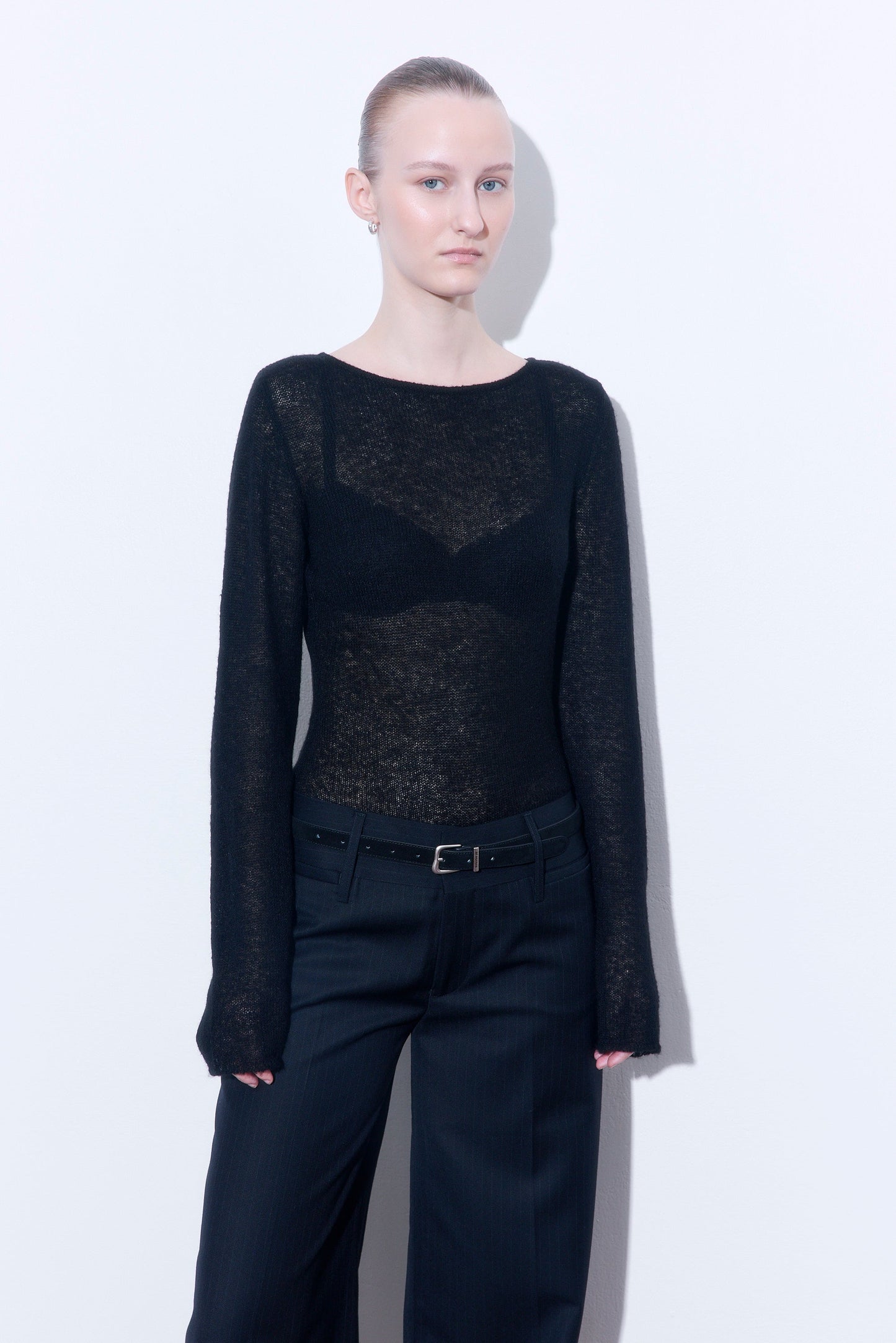 Sheer Boat Neck Long Sleeve