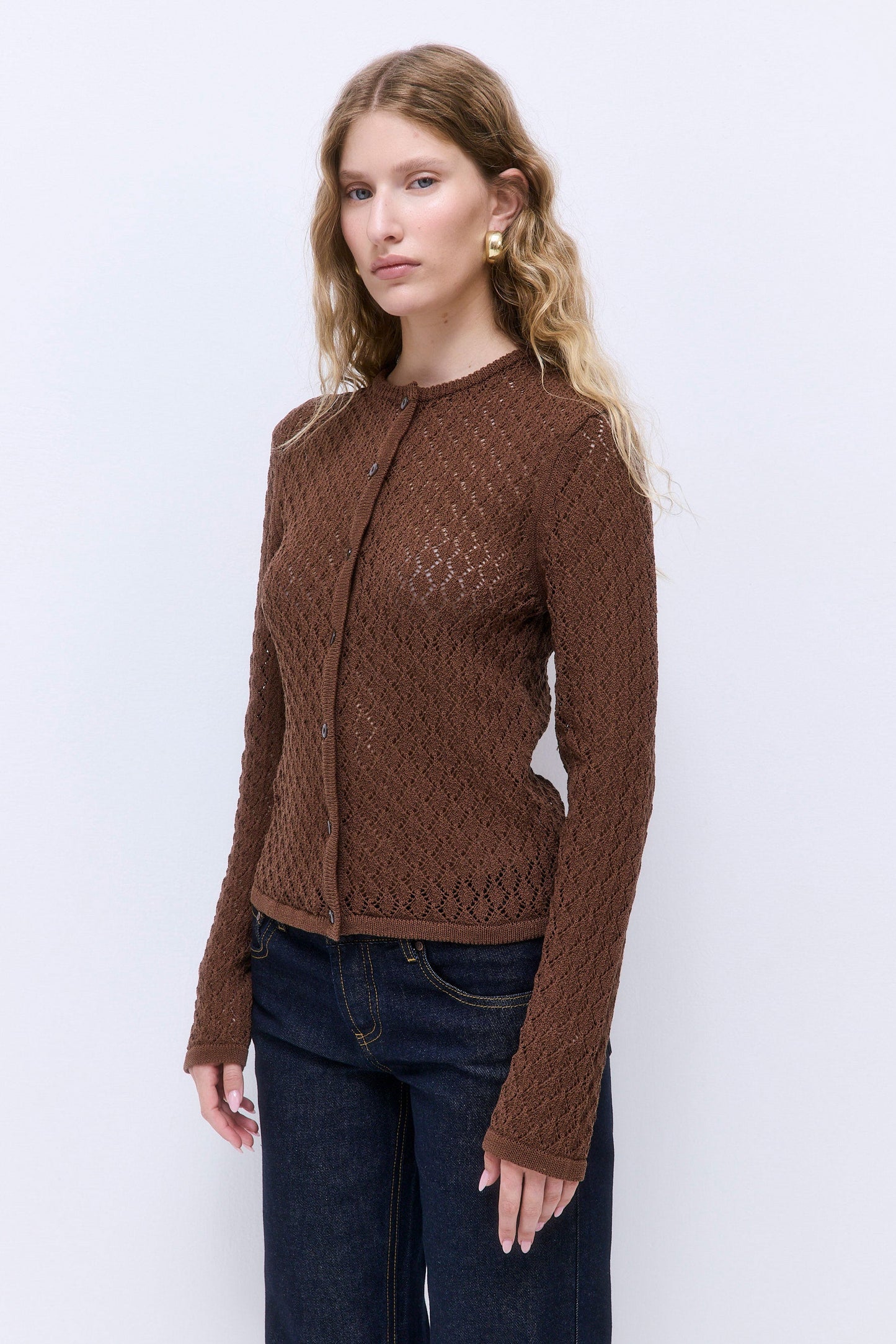 Diamond Knit Crochet Cardigan