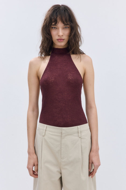 Fuzzy Sheer Scarf Halter Top