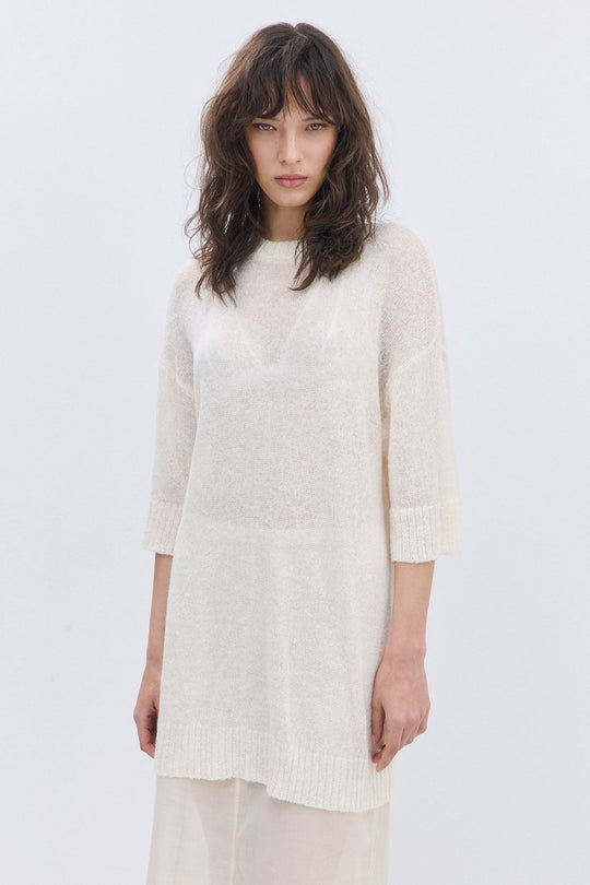 Fuzzy Sheer Oversized Long Top