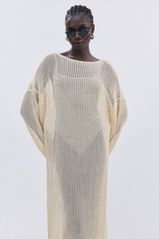 Long Sleeve Crochet Maxi Dress