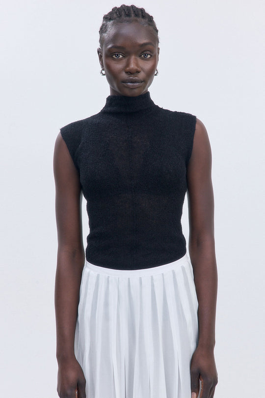 Fuzzy Sheer Mockneck Tank