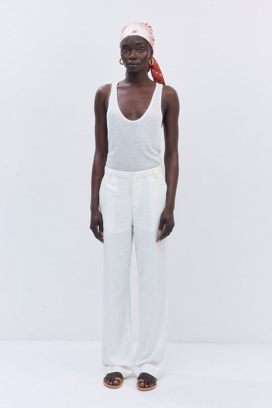 Semi Sheer Deep Scoop Tank - Dé Rococo
