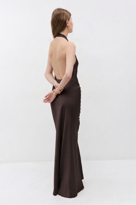 Satin Drape Maxi Dress