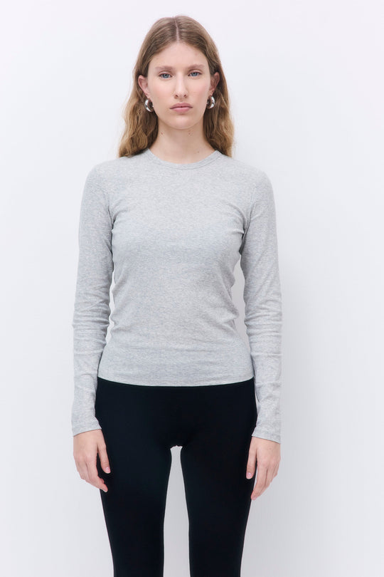 Classic Ribbed Fitted Long Sleeved T Shirt