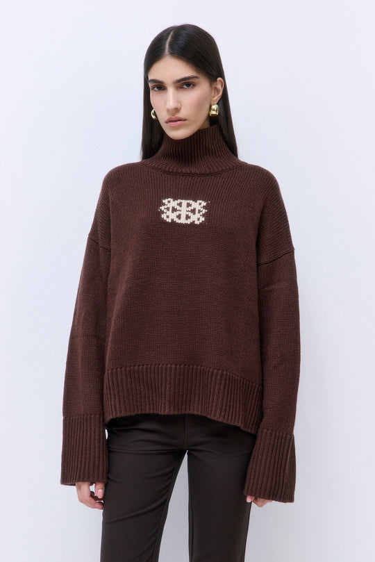 Turtleneck Intarsia Jumper - Dé Rococo