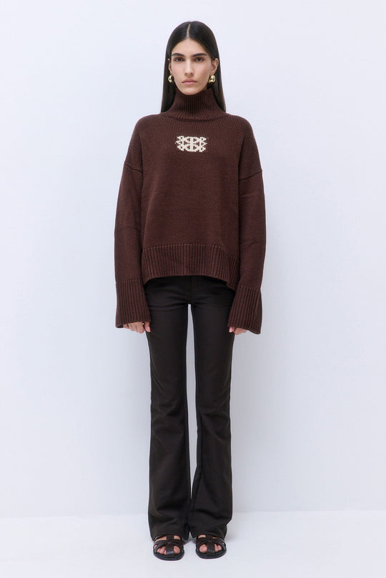 Turtleneck Intarsia Jumper - Dé Rococo
