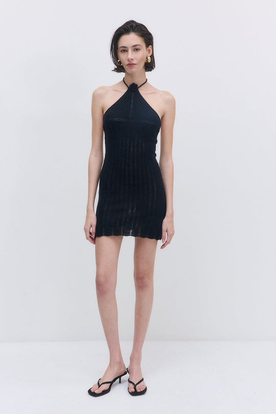 Fuzzy Halter Mini Dress - Dé Rococo