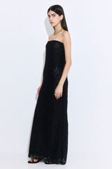 Strapless Lace Maxi Dress