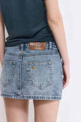 Low Rise Mini Denim Skirt