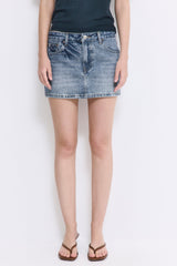 Low Rise Mini Denim Skirt