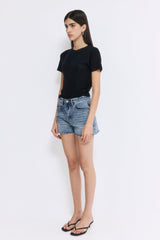 Mid Rise Denim Shorts