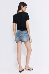 Mid Rise Denim Shorts
