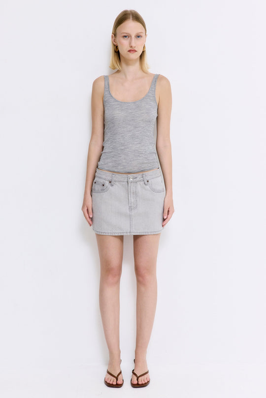 Low Rise Mini Denim Skirt