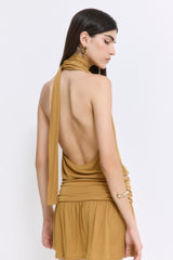 Draped Jersey Deep V Top