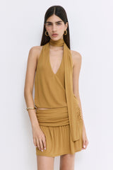 Draped Jersey Deep V Top