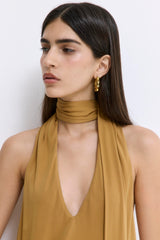 Draped Jersey Deep V Top