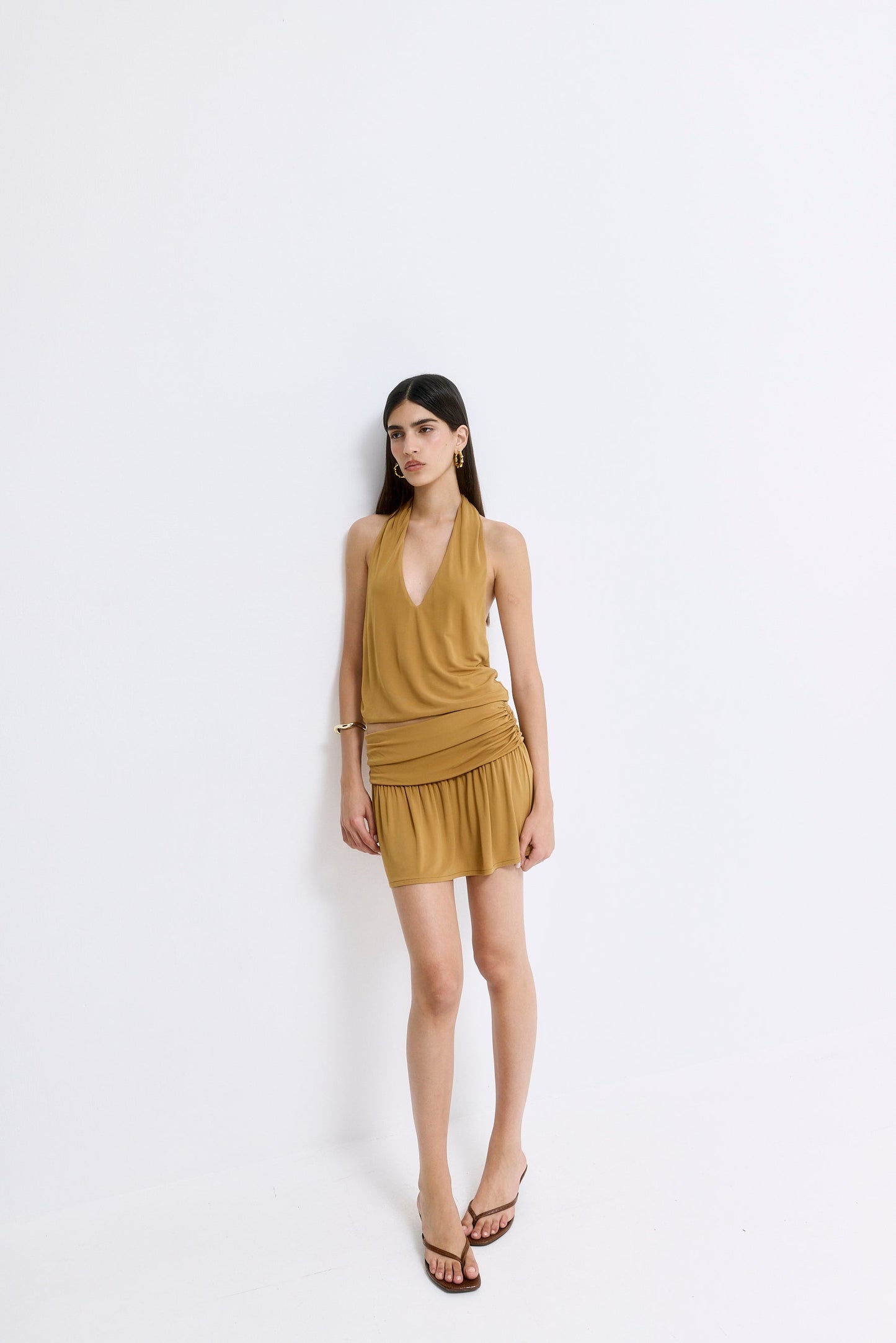 Draped Jersey Mini Skirt
