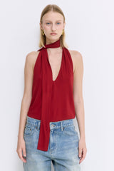 Draped Jersey Deep V Top