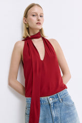 Draped Jersey Deep V Top