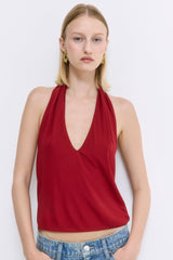 Draped Jersey Deep V Top