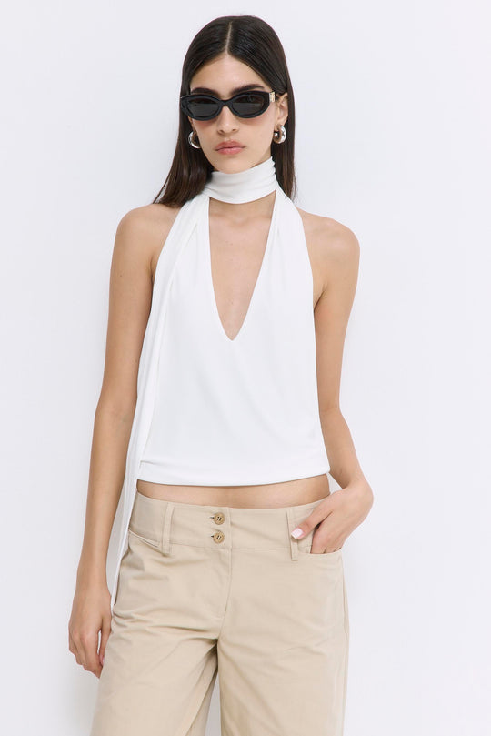 Draped Jersey Deep V Top - Dé Rococo
