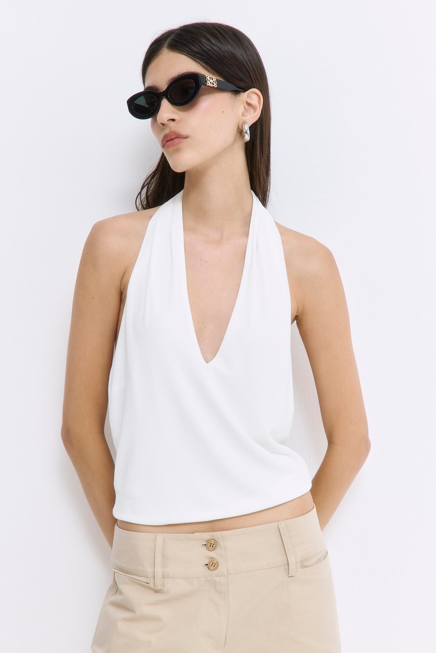 Draped Jersey Deep V Top - Dé Rococo