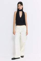 Draped Jersey Deep V Top