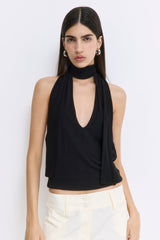Draped Jersey Deep V Top