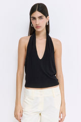Draped Jersey Deep V Top