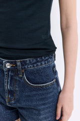 Mid Rise Denim Shorts